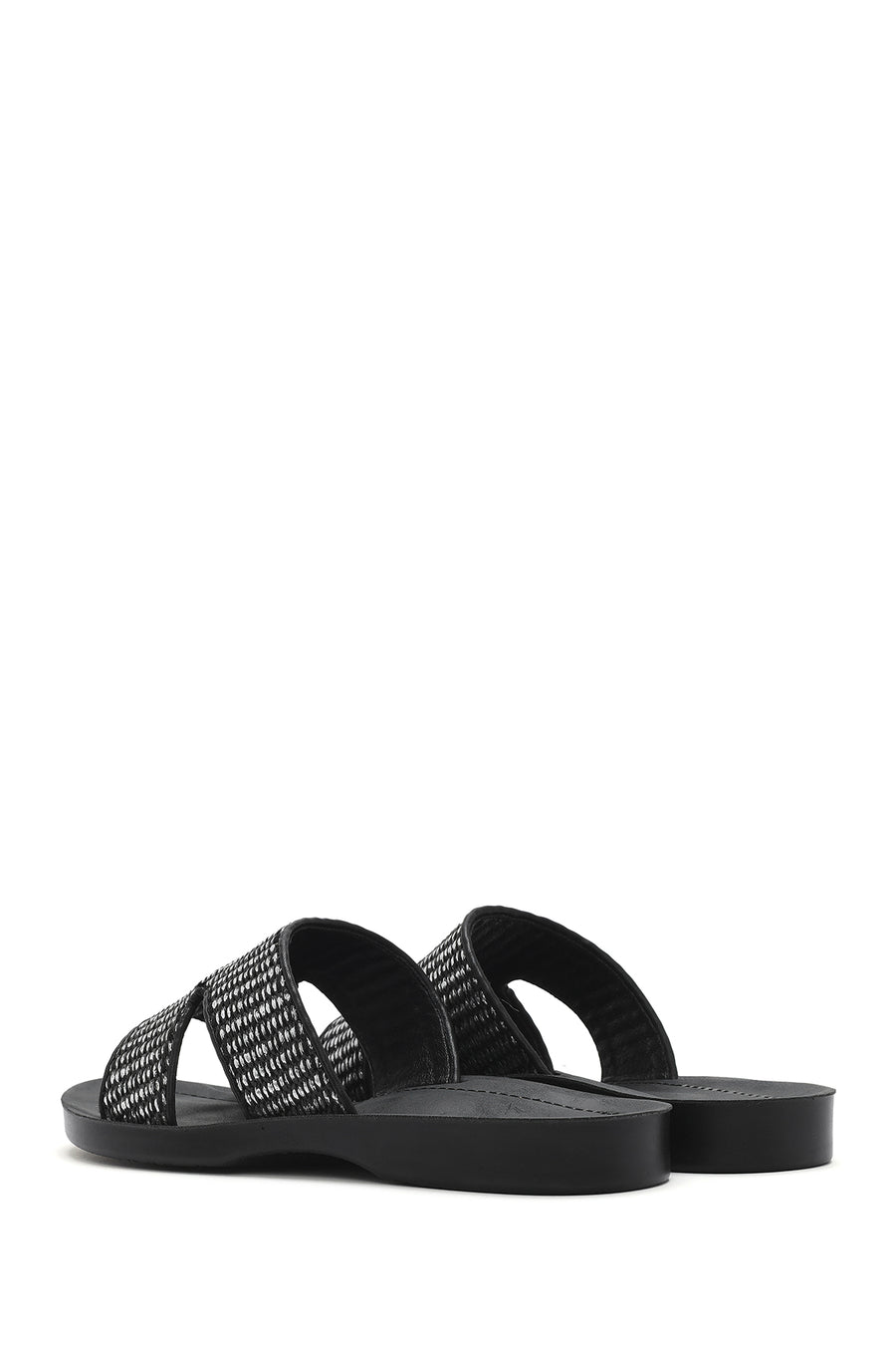 Women's Black Straw Slippers