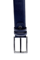 Men's Navy Blue Leather Belt | Derimod