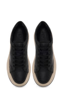 Male Black Lace-Up Thick-Soled Leather Sneaker | Derimod