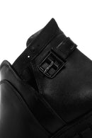 Women's Black Zippered Buckle Detailed Leather Comfort Boots | Derimod