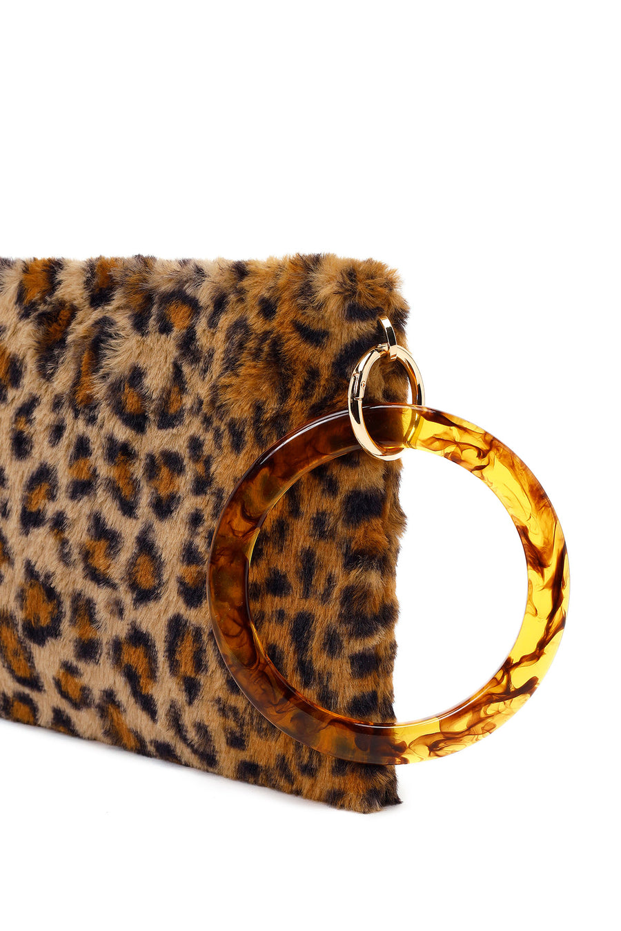 Kadın Leopar Zincir Askılı Peluş Portföy Çanta