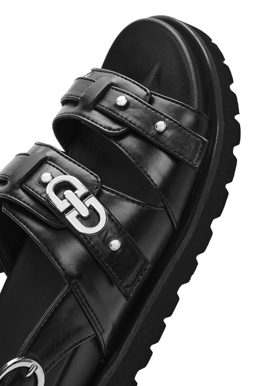Women's Black Buckle Sandals