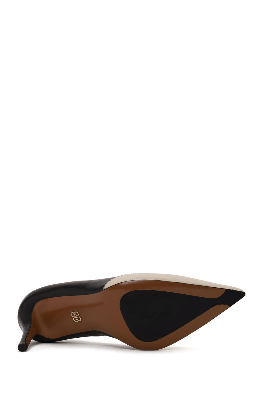 Woman Black Thin-Heeled Leather Stiletto