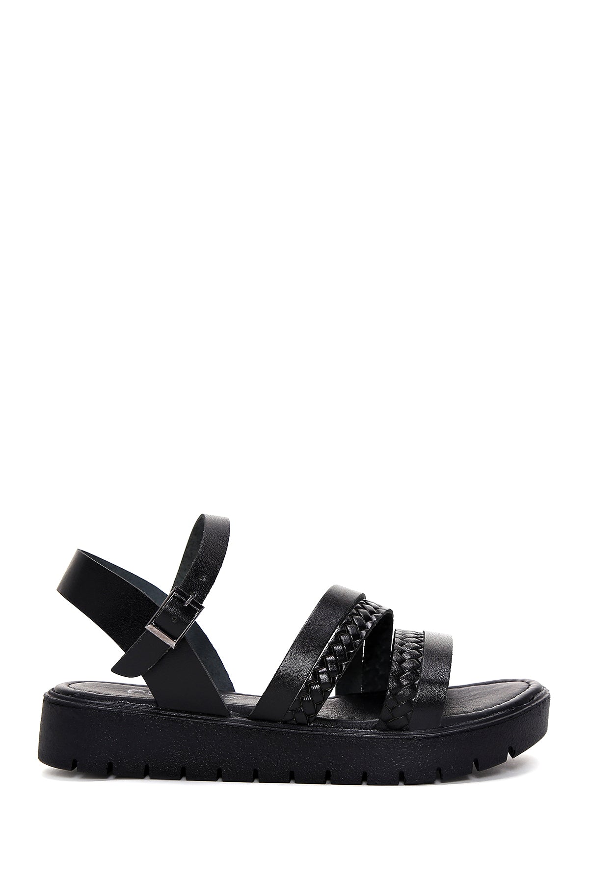 Women's Black Leather Bodrum Sandals 23SFD330618 | Derimod