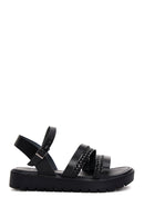 Women's Black Leather Bodrum Sandals | Derimod