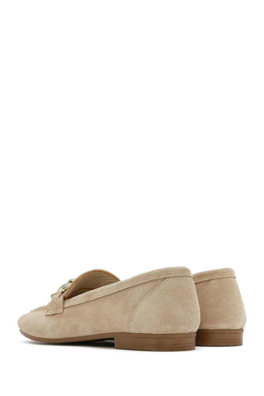 Women's Beige Suede Leather Masculine Loafer