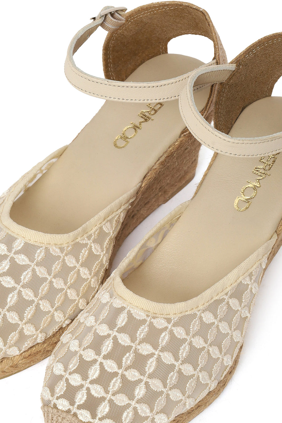 Women's Cream-Colored Ankle Buckle Platform Espadrilles