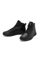 Men's Black Zippered Leather Sports Boots | Derimod