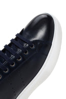 Men's Navy Blue Leather Sneaker | Derimod