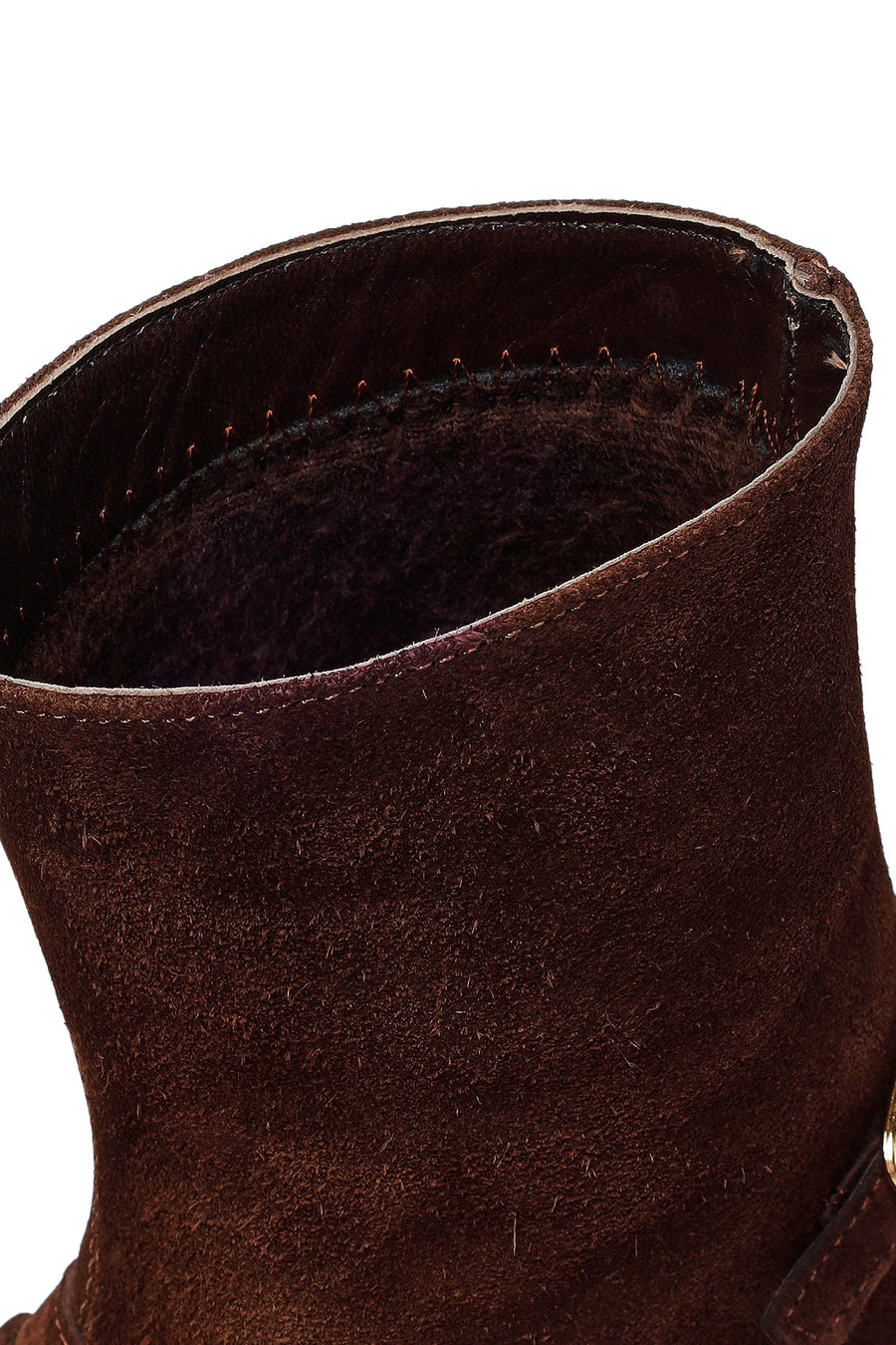 Woman Brown Buckled Suede Boots