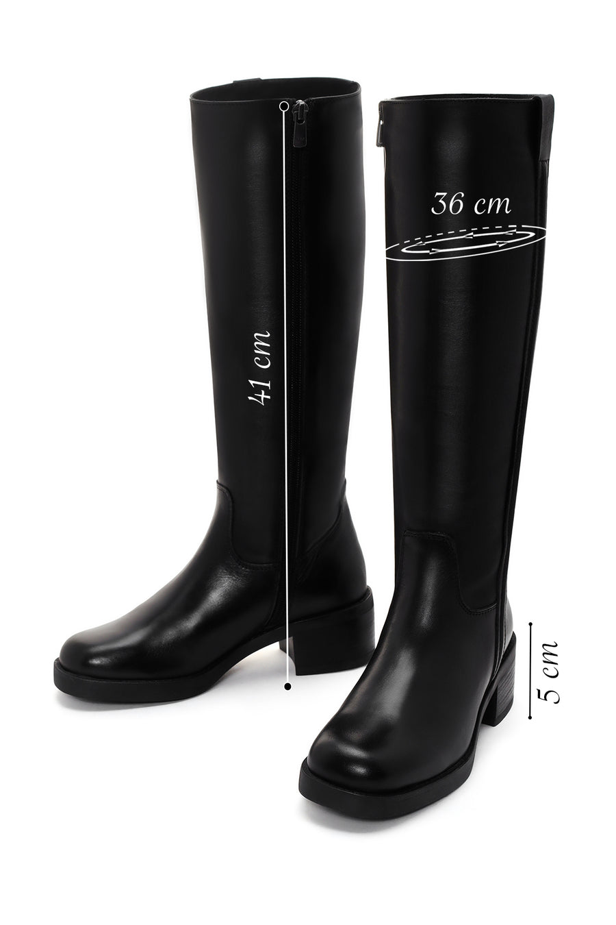 Women's Black Zippered Leather Boots