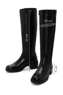 Women's Black Zippered Short Thick Heeled Leather Boots | Derimod