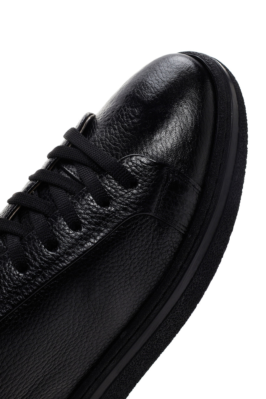 Men's Black Lace-up Leather Sneaker