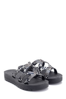 Women's Black Snake Printed Slippers | Derimod