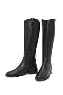 Women's Black Zippered Leather Boots | Derimod