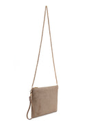 Woman Beige Chain Strap Printed Suede Clutch Bag | Derimod