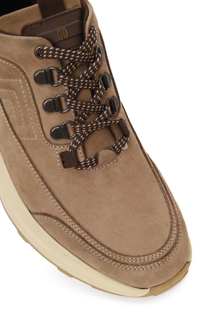 Erkek Vizon Bağcıklı Kalın Tabanlı Nubuk Deri Casual Sneaker