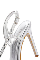 Women's Silver Ankle Strap Thin Heel Sandals | Derimod