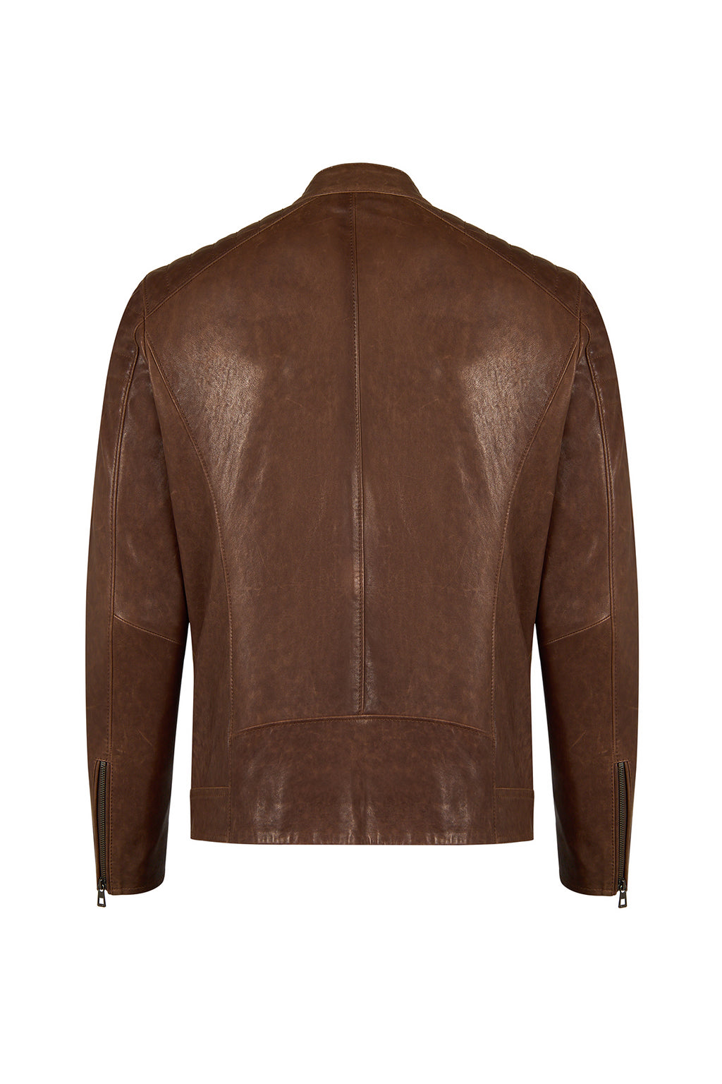 Luka Erkek Kahverengi Slim-Fit Deri Ceket