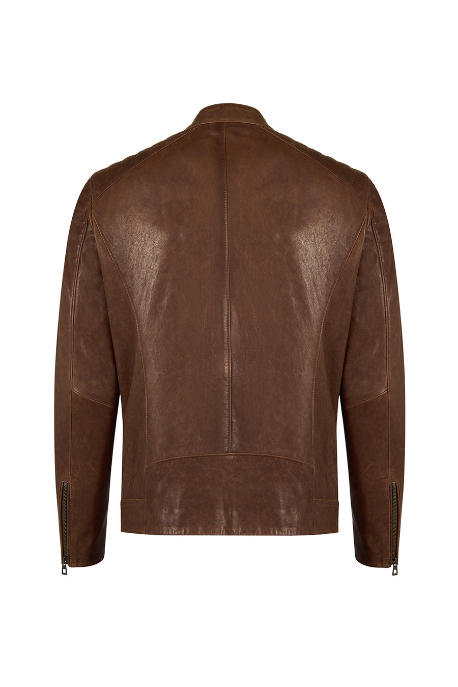 Luka Male Brown Slim-Fit Leather Jacket