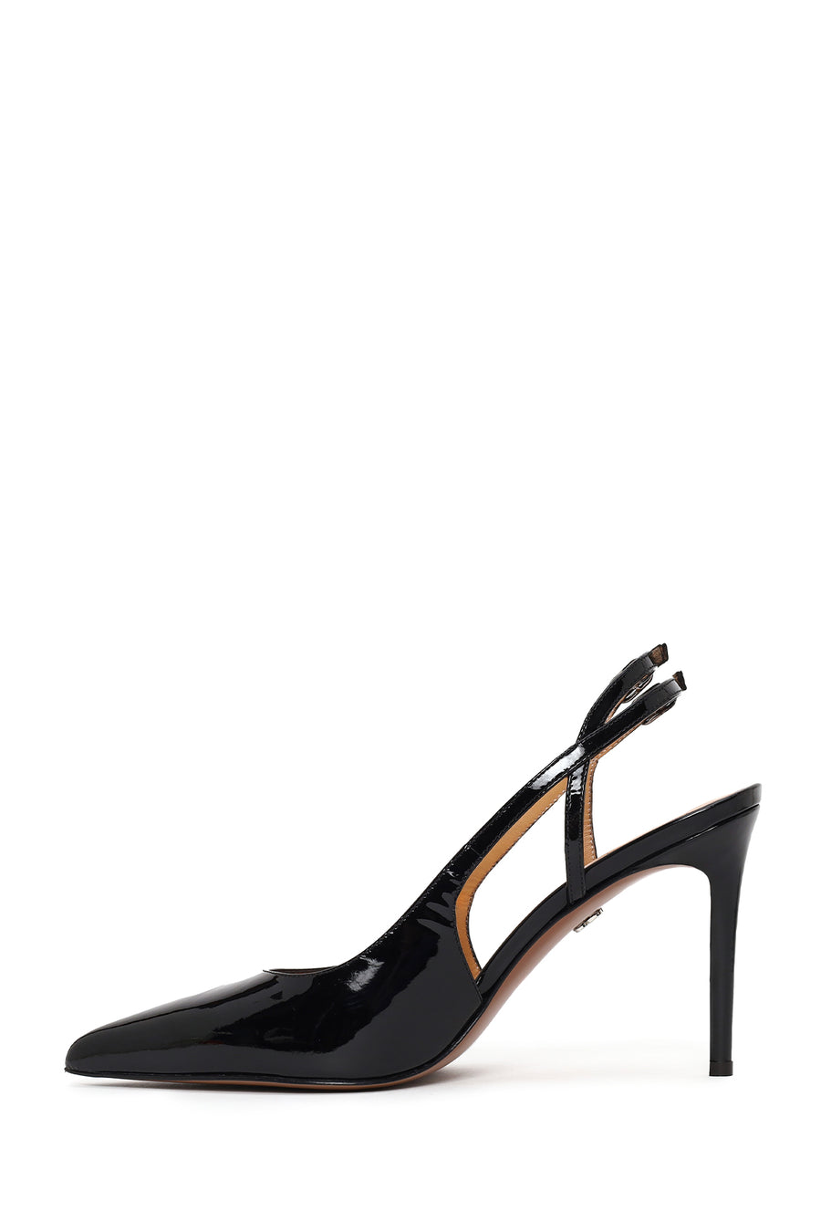 Woman Black Backless High Thin-Heeled Patent Leather Leather Shoes