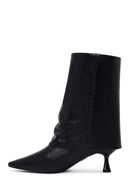 Woman Black Heeled Leather Boots | Derimod