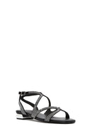 Women's Black Stone Buckle Sandals | Derimod