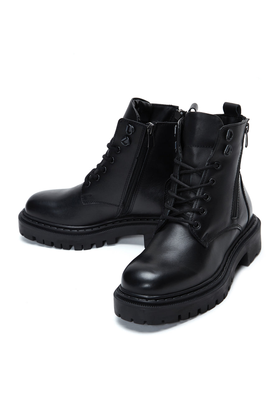 Women's Black Zippered Leather Boots