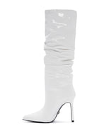 Women's White Thin Heeled Patent Leather Boots | Derimod