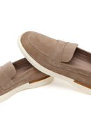 Men's Beige Suede Leather Casual Loafer | Derimod