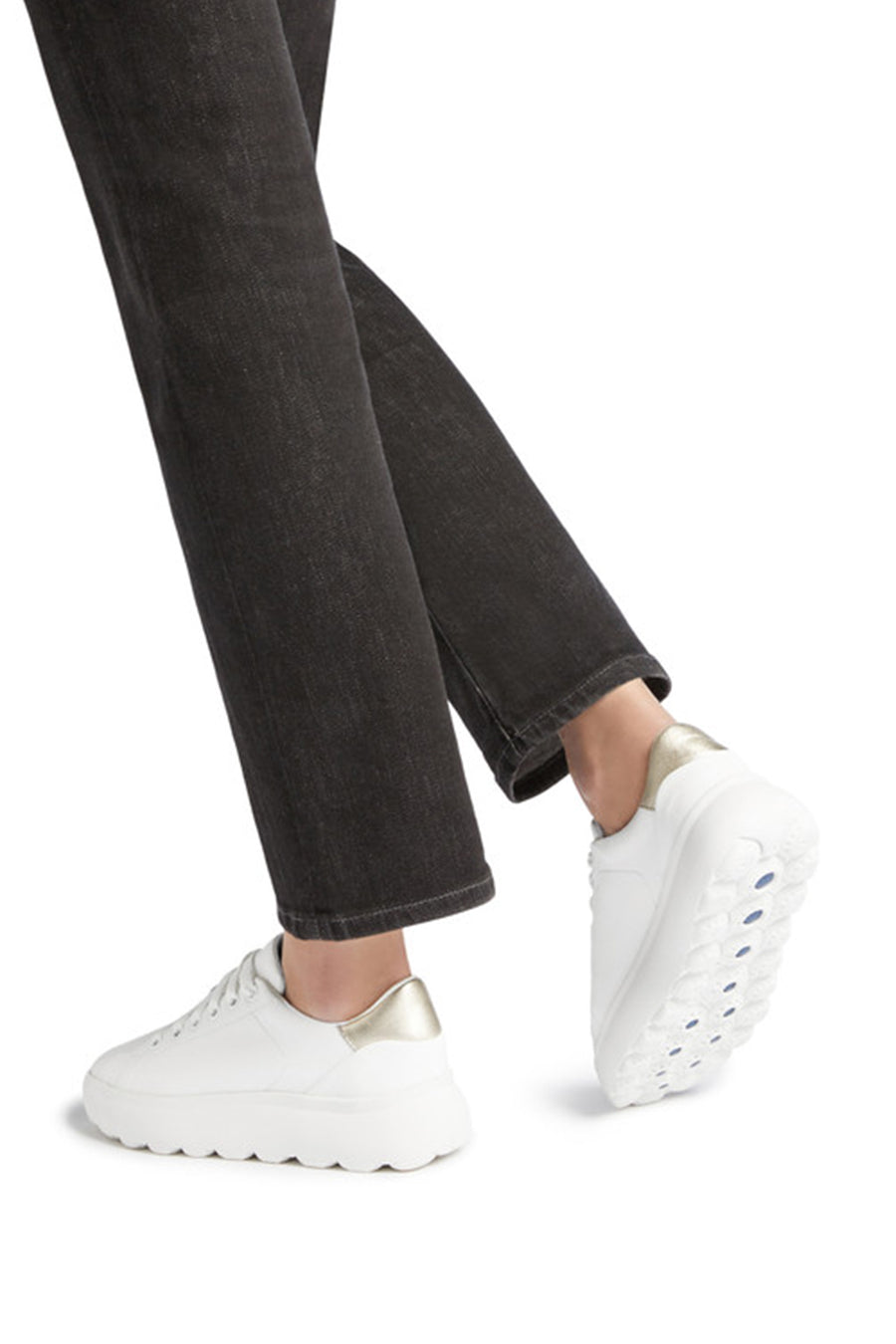 Geox Women's White Spherica Ec4.1 Leather Lace-Up Sneaker