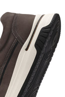 Men's Grey Lace-Up Thick-Soled Nubuck Leather Sneakers | Derimod