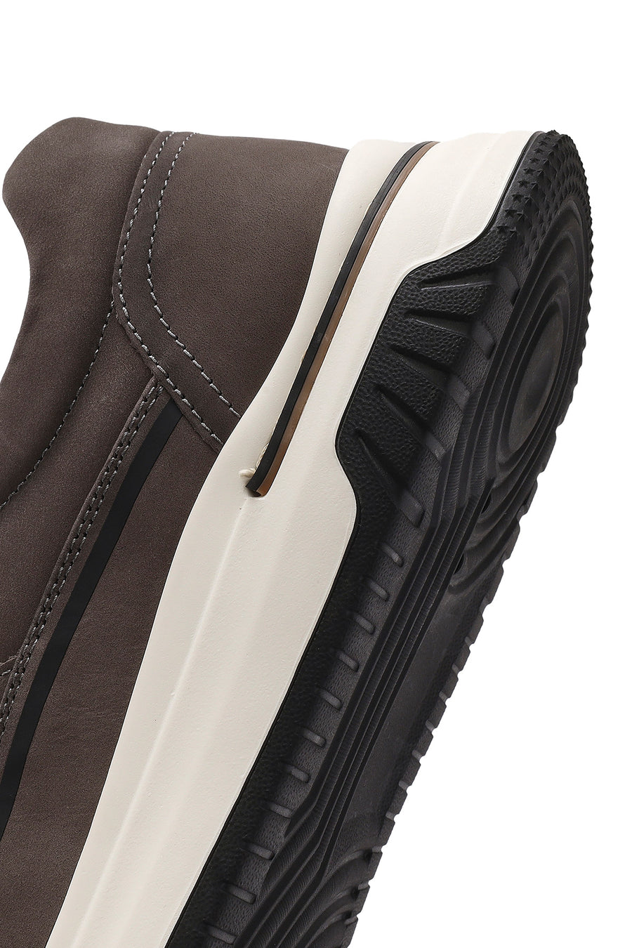 Men's Grey Lace-Up Thick-Soled Nubuck Leather Sneakers