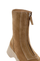 Women's Tan Suede Leather Zippered Thick Soled Casual Boots | Derimod