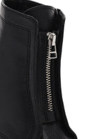 Women's Black Leather Zippered Boots | Derimod