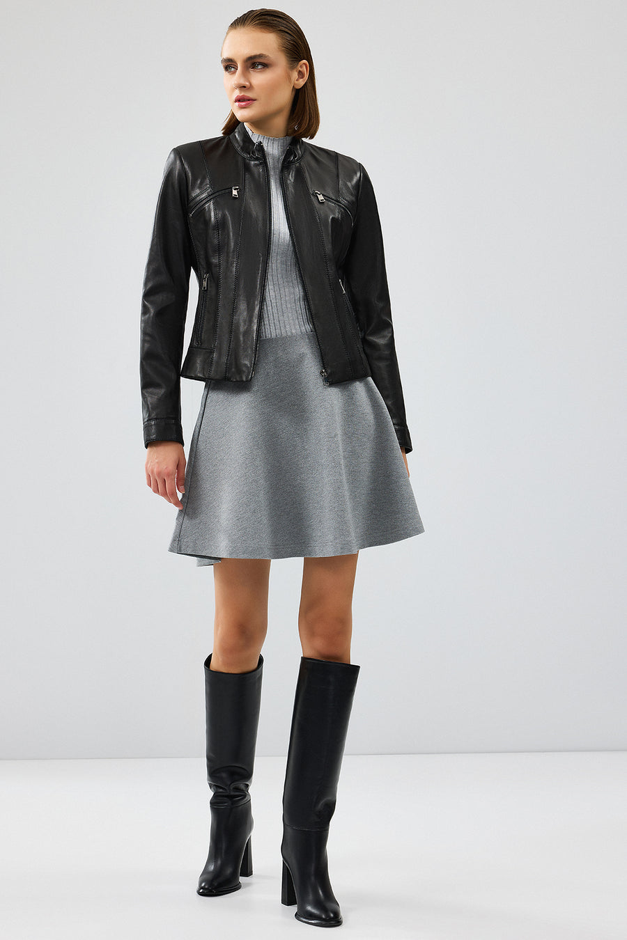 Linda Women's Black Short Leather Jacket