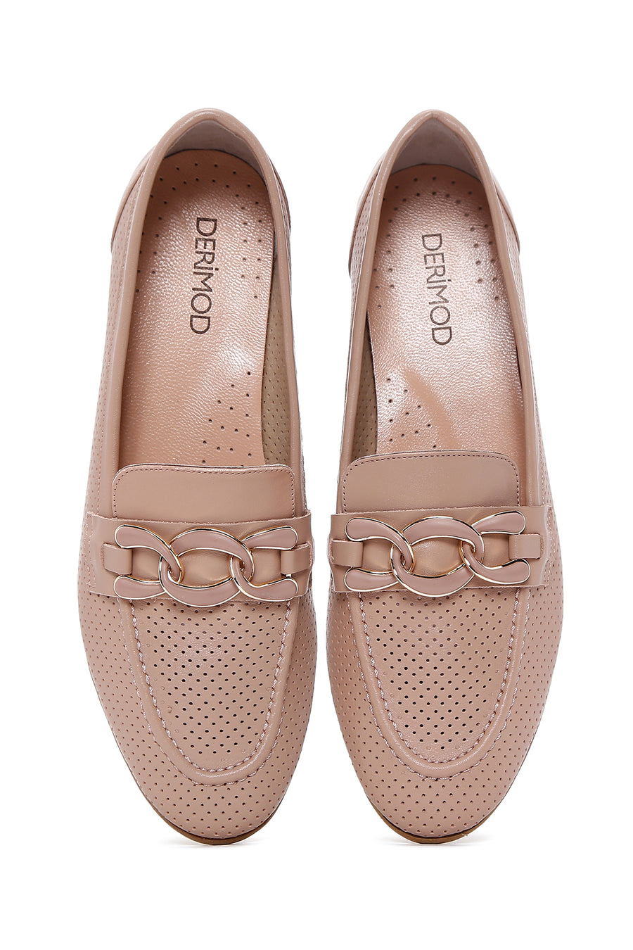 Kadın Bej Deri Klasik Loafer