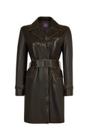 Belinda Woman Black Vintage Leather Trench Coat | Derimod