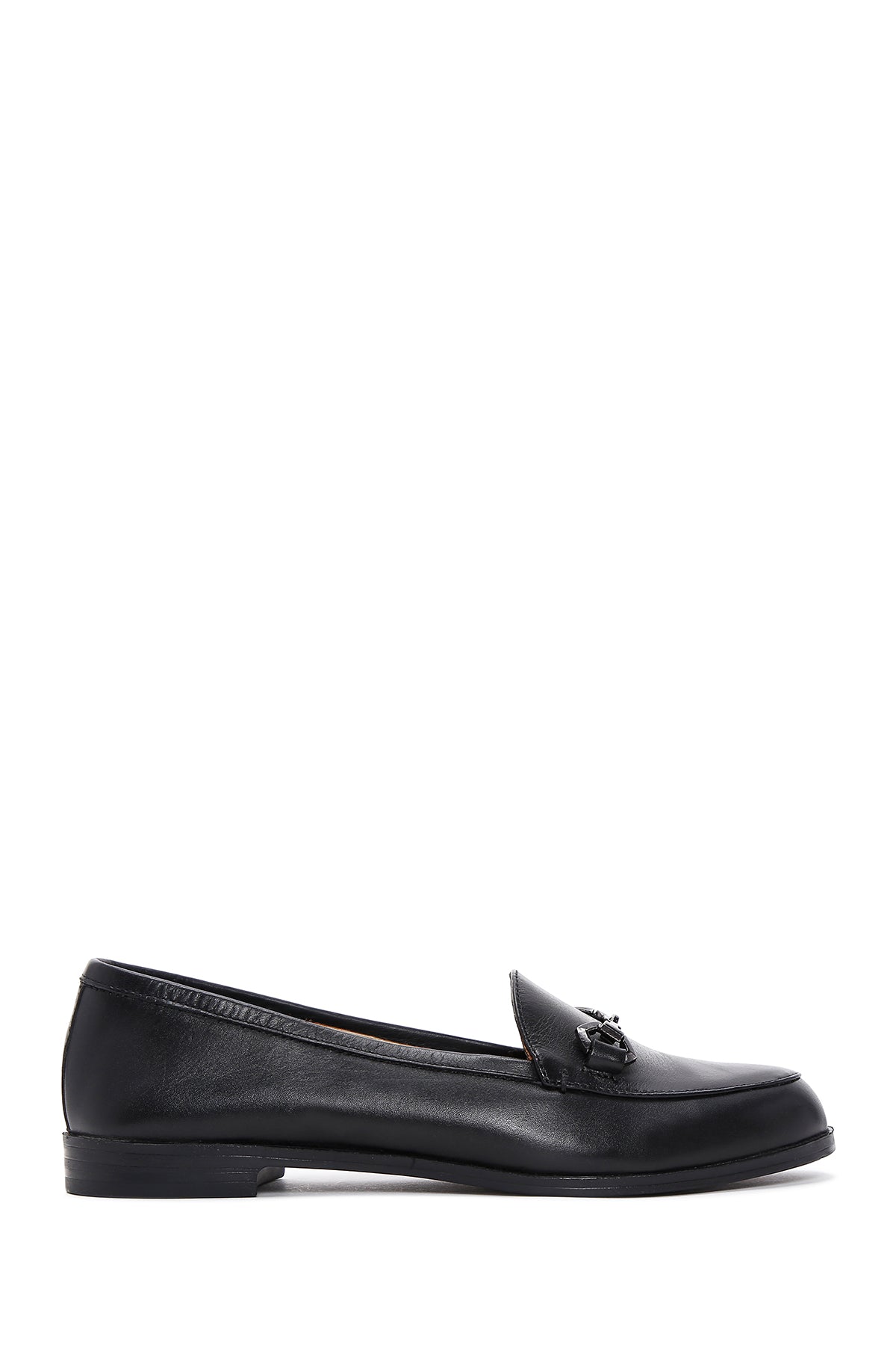 Women's Black Leather Buckle Loafer 23SFD410318 | Derimod