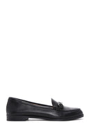 Women's Black Leather Buckle Loafer | Derimod