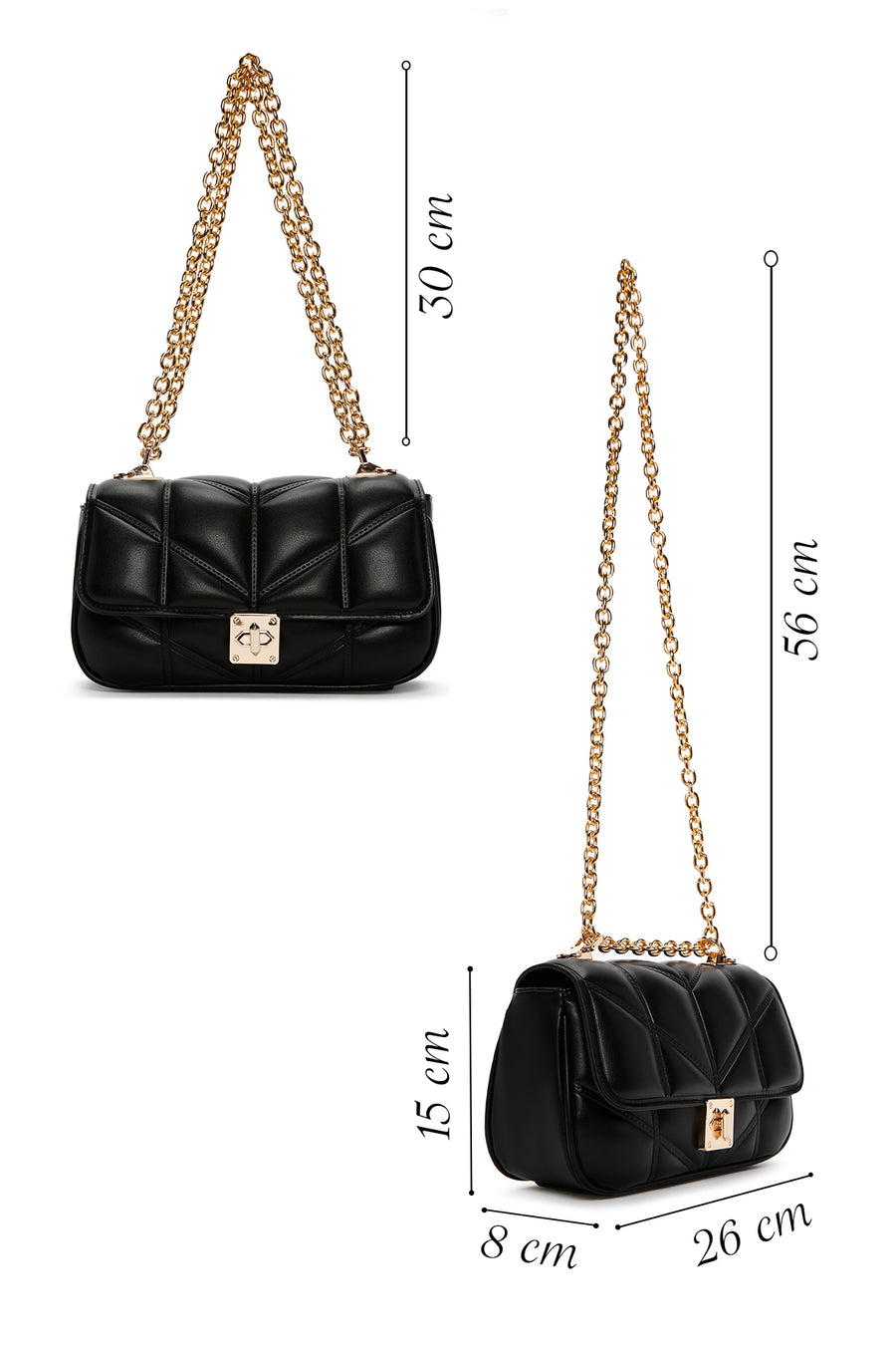 Women's Black Chain Strap Printed Shoulder Bag