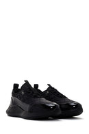 Women's Black Thick Soled Leather Sneaker | Derimod