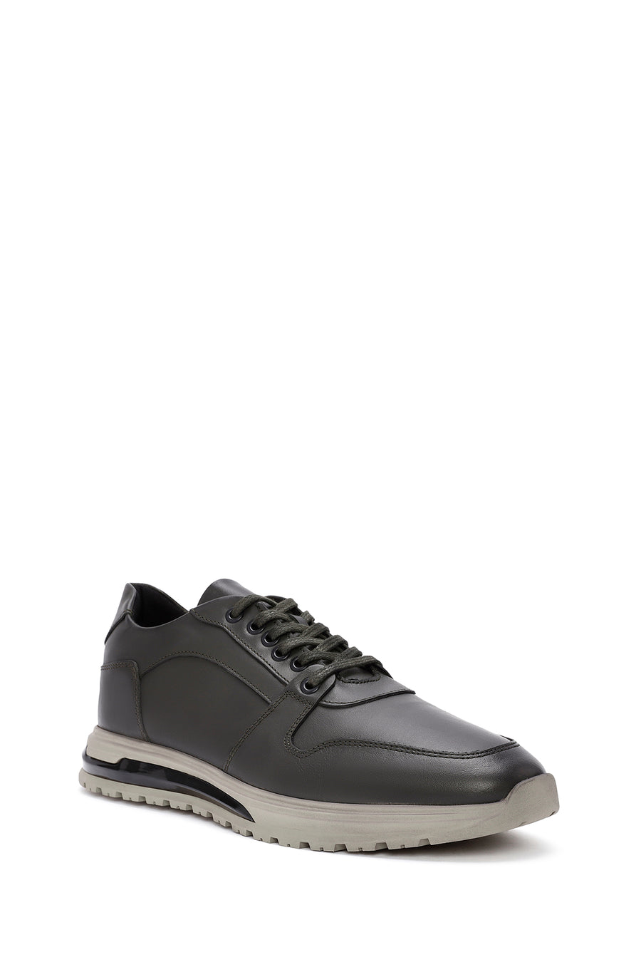 Erkek Yeşil Bağcıklı Deri Casual Sneaker