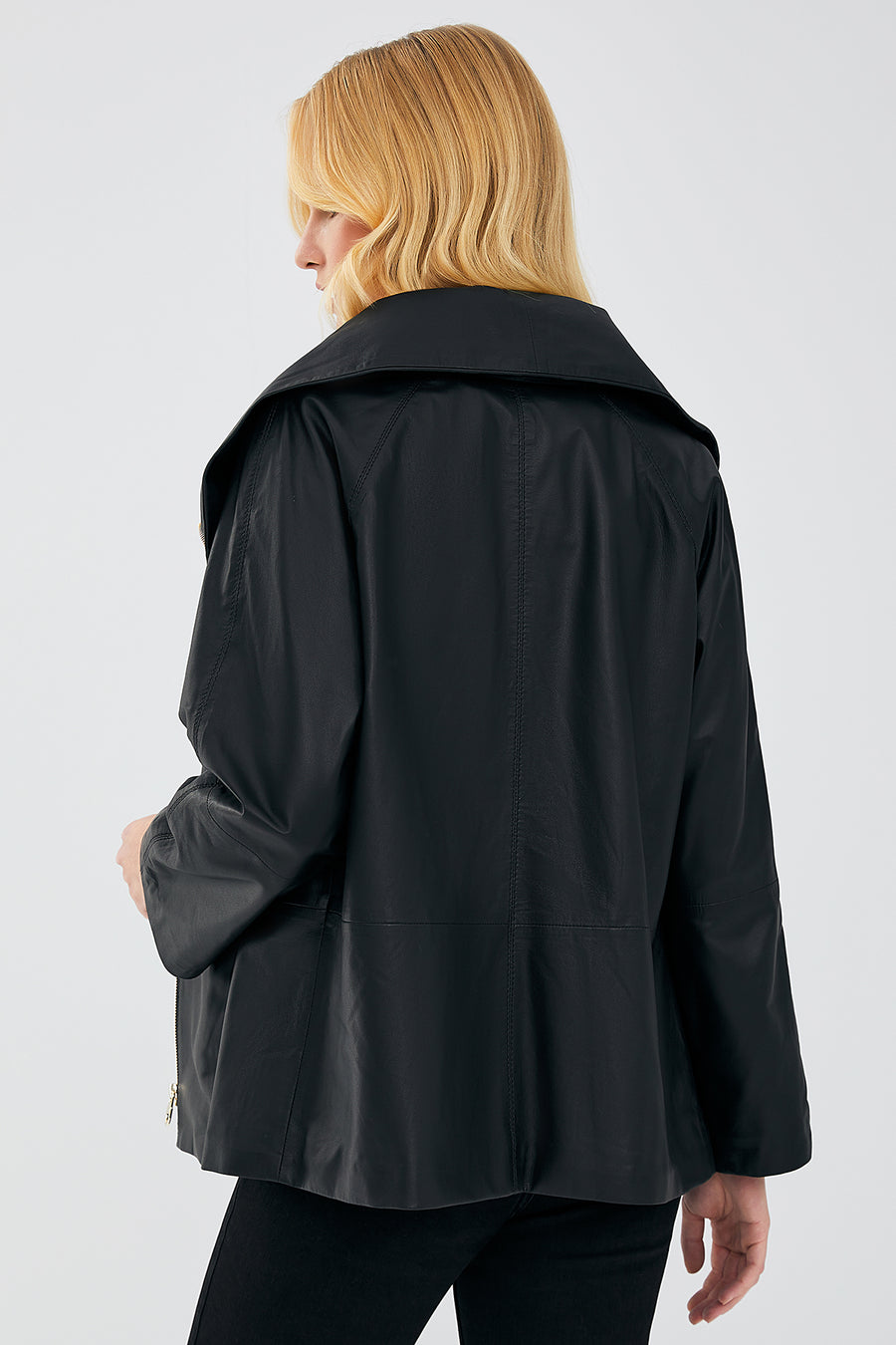Felicita Women's Black Oversize Leather Jacket