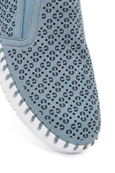 Women's Blue Patterned Fabric Comfort Shoes | Derimod