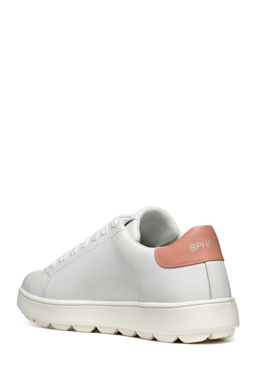 Geox Women's White Spherica Ecub-1 Lace-Up Leather Sneaker