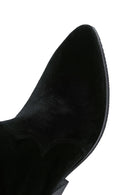 Women's Black Suede Leather Heeled Cowboy Boots | Derimod