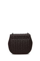 Woman Black Chain Long-Strap Braided Crossbody Bag | Derimod
