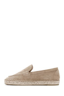 Women's Beige Suede Leather Espadrille | Derimod