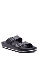 Men's Leather Double Buckle Slippers | Derimod